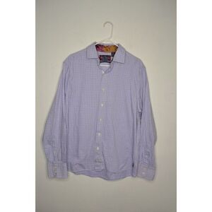 English Laundry Men's XL Blue Houndstooth Button Down Long Sleeve Shirt